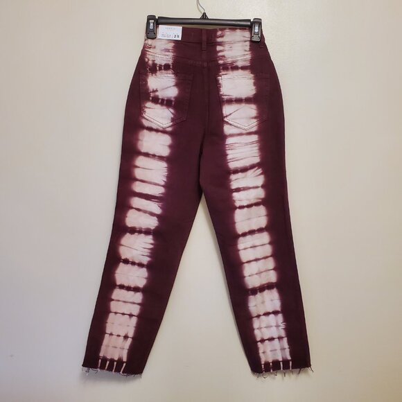 NWT PacSun Eco Raspberry Tie-Dye Button-Fly High-Rise Straight Leg Denim - 25 - Picture 6 of 12